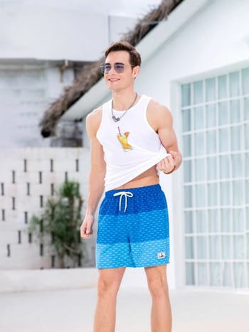 Muške plivačke šorceve – brzo se suše, prugaste, s podstavom, poliester, za sve sezone