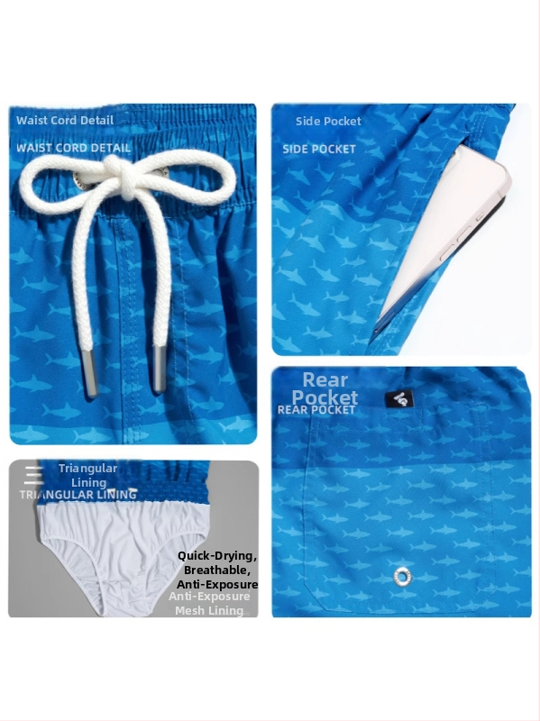 Muške plivačke šorceve – brzo se suše, prugaste, s podstavom, poliester, za sve sezone