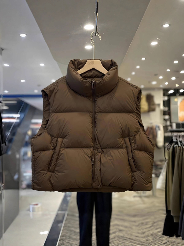 Ženska pamučna vest bez rukava sa stojećim ovratnikom, prednji zatvarač, debela izolacija, poliester