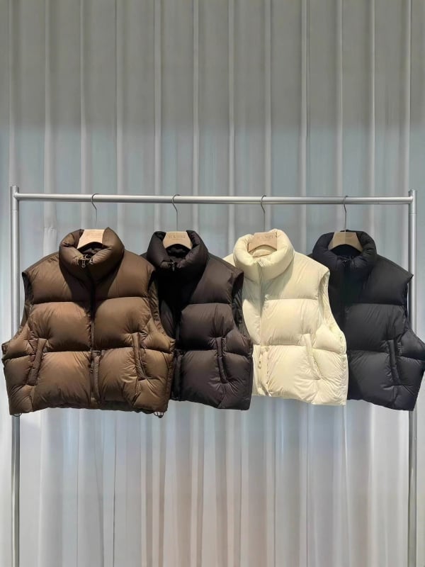 Ženska pamučna vest bez rukava sa stojećim ovratnikom, prednji zatvarač, debela izolacija, poliester