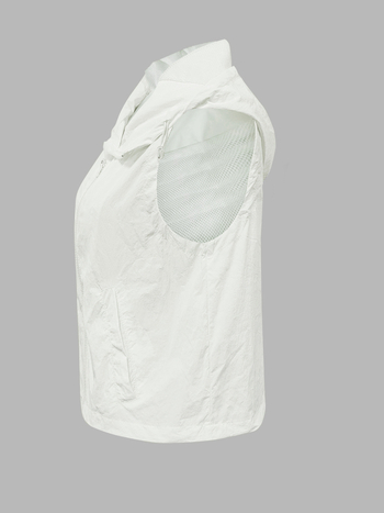 Ženska bezrukavna vesta s kapuljom, casual stil, standardna duljina, poliester 90-95%, japansko-korejski casual stil