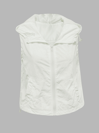 Ženska bezrukavna vesta s kapuljom, casual stil, standardna duljina, poliester 90-95%, japansko-korejski casual stil