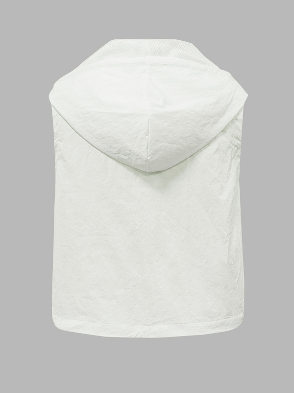 Ženska bezrukavna vesta s kapuljom, casual stil, standardna duljina, poliester 90-95%, japansko-korejski casual stil