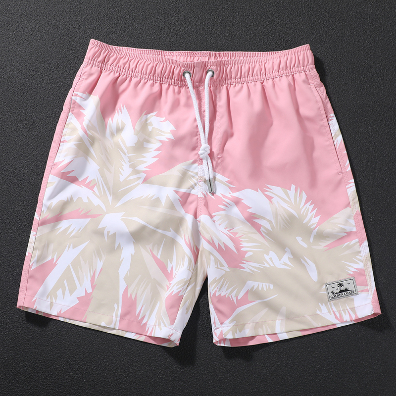 Muške kupaće hlače za plažu s tropskim biljnim uzorkom, udoban kroj, poliester, proljeće 2025