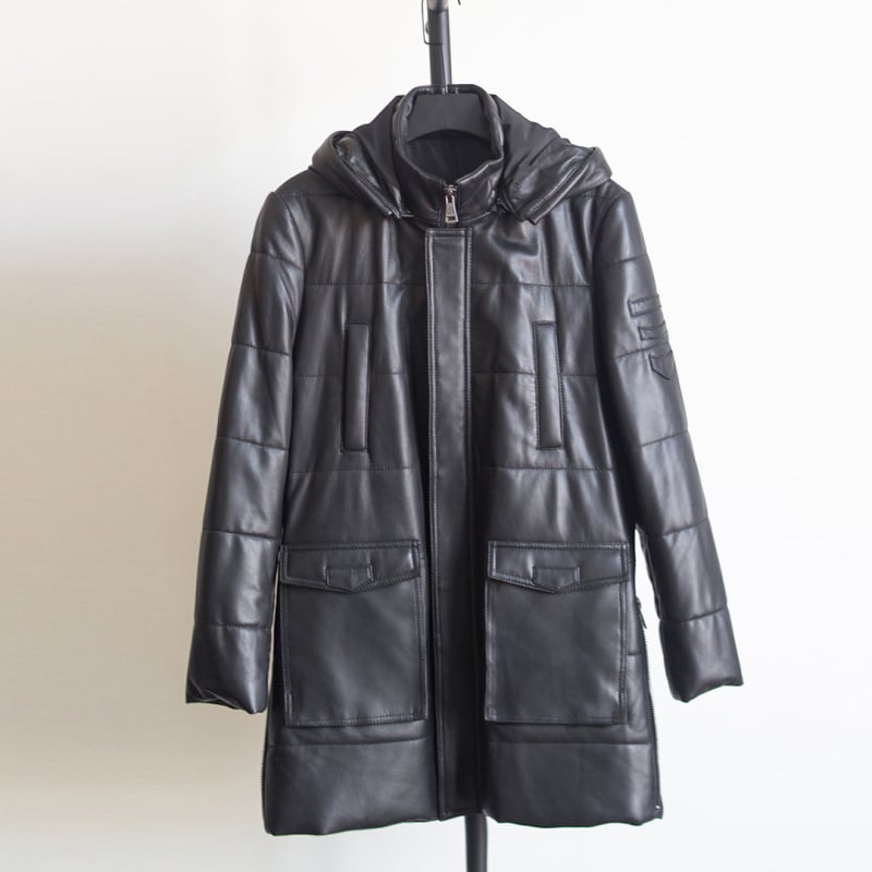 Muška kožna jakna u britskom stilu od prave ovčje kože, zatvarač na zip, srednja duljina