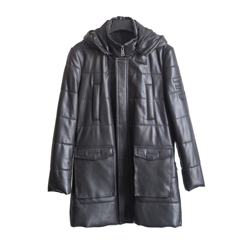 Muška kožna jakna u britskom stilu od prave ovčje kože, zatvarač na zip, srednja duljina