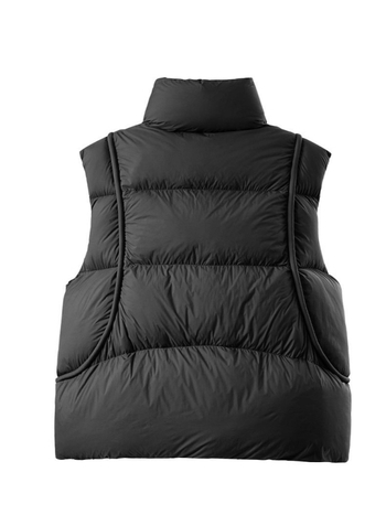 Ženska down vesta s stojećim ovratnikom, zimski stil, 2025 nova moda, elegantan gradski stil, sadržaj perja 86–90%, punilo: bijelo gusje perje, 51–100 g punila