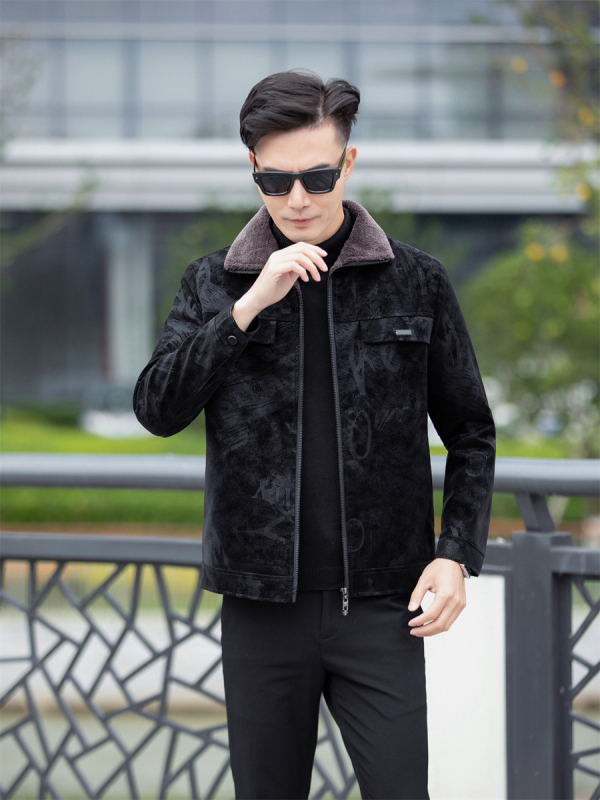 Muška PU kožna jakna, Vintage stil, fleece podstava, zatvarač, zimska sezona