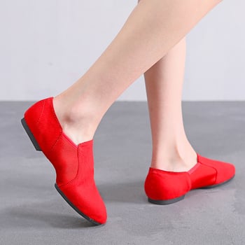 Pantofi de dans pentru femei adulte, cu partea superioară din pânză și bumbac și talpă din piele, potriviți pentru balet, dans modern și latino, respirabili și cu susținere, grosime obișnuită