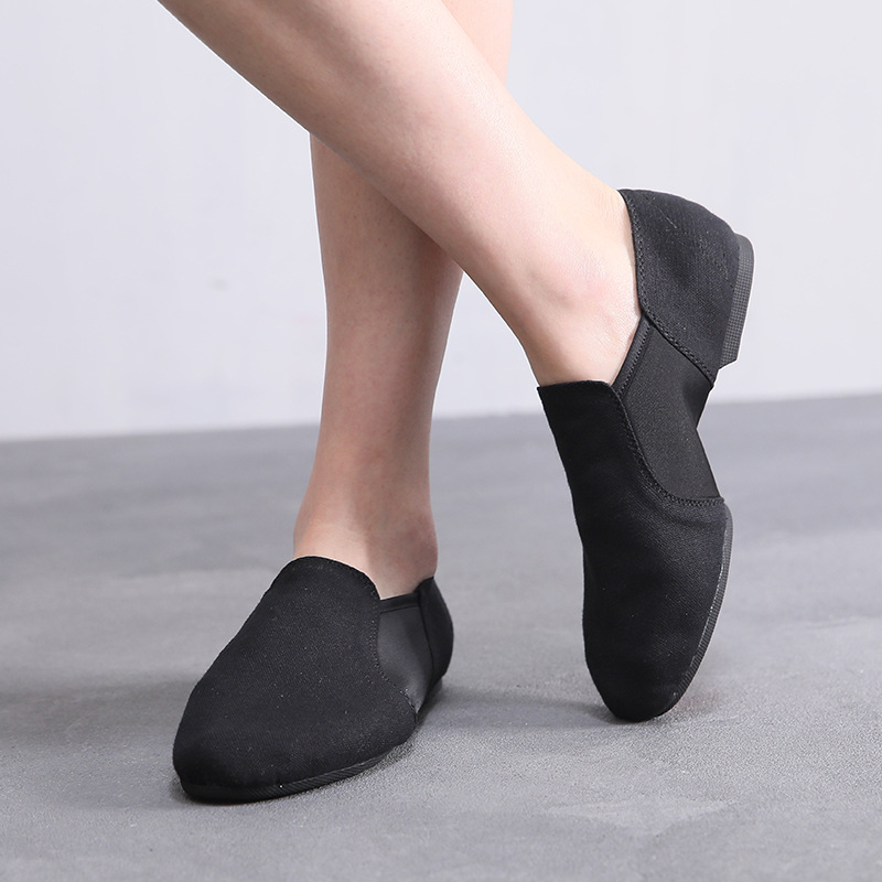 Pantofi de dans pentru femei adulte, cu partea superioară din pânză și bumbac și talpă din piele, potriviți pentru balet, dans modern și latino, respirabili și cu susținere, grosime obișnuită