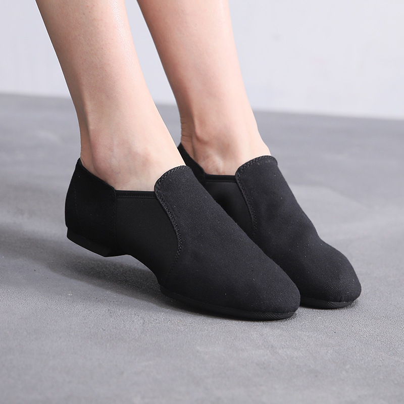 Pantofi de dans pentru femei adulte, cu partea superioară din pânză și bumbac și talpă din piele, potriviți pentru balet, dans modern și latino, respirabili și cu susținere, grosime obișnuită