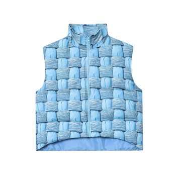 Ženska pamučna vesta s poliesterskim punilom i poliesterskim materijalom, stojeći ovratnik, zip, debeli, minimalistički stil, jesen 2025.