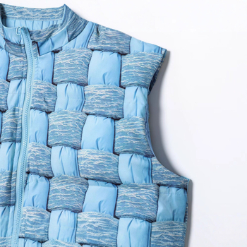 Ženska pamučna vesta s poliesterskim punilom i poliesterskim materijalom, stojeći ovratnik, zip, debeli, minimalistički stil, jesen 2025.