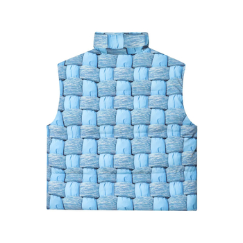 Ženska pamučna vesta s poliesterskim punilom i poliesterskim materijalom, stojeći ovratnik, zip, debeli, minimalistički stil, jesen 2025.