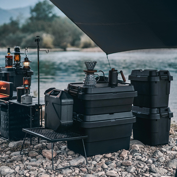 Autóhoz való kemping tároló doboz, megerősített, nagy kapacitású, négyzet alakú műanyag doboz, hordozható és többfunkciós, 100% új anyag