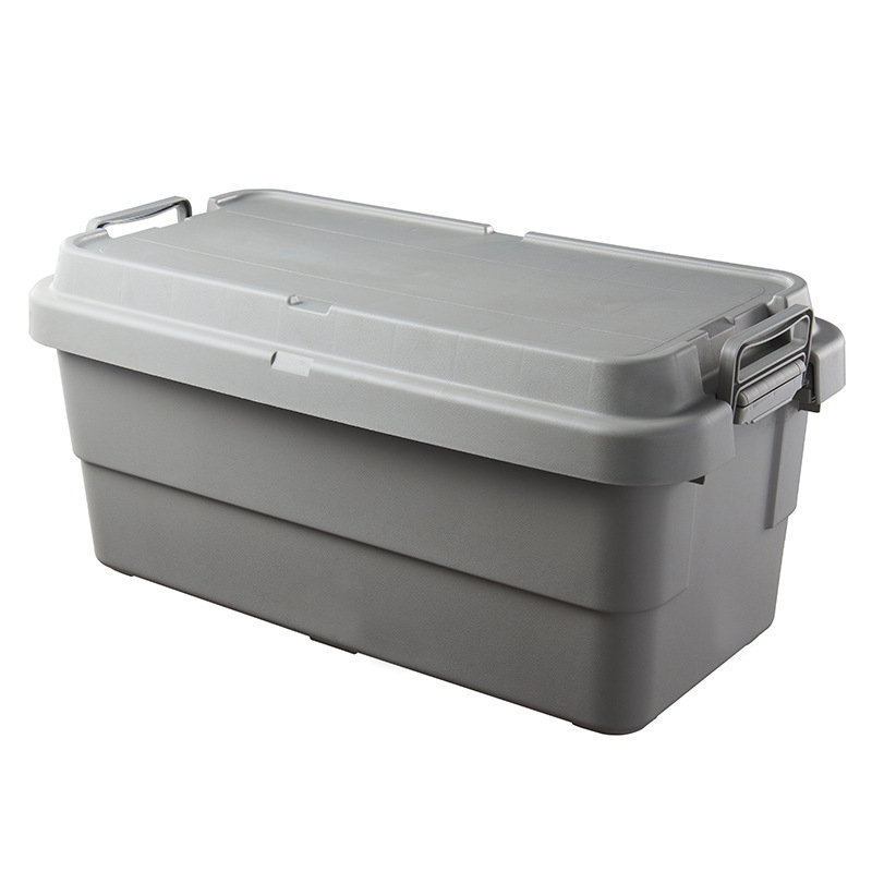 Autóhoz való kemping tároló doboz, megerősített, nagy kapacitású, négyzet alakú műanyag doboz, hordozható és többfunkciós, 100% új anyag