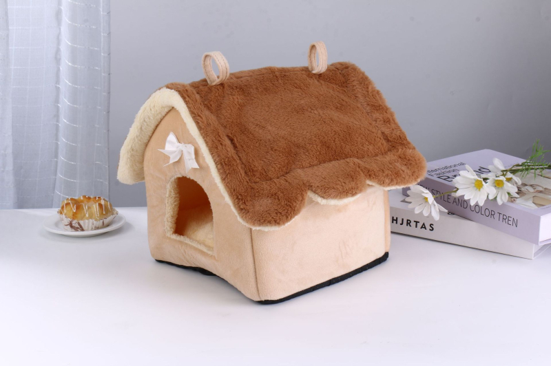 Zatvorena plišana kućica za hrčak, pamuk materijal, za unutarnju upotrebu, kućica u obliku kuće, održava toplinu