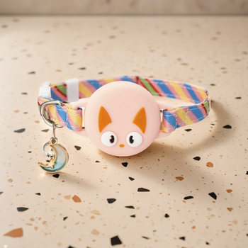 AirTag nyomkövető macskanyakörv, Cartoon mintázat, műbőr, macskáknak, lazább stílus, egész éves használatra