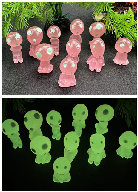 Svjetleća u mraku vanzemaljska figurica za mikro pejzaž s fluoritnim svjetlećim kamenom (pakiranje 100 kom., težina 41 g)