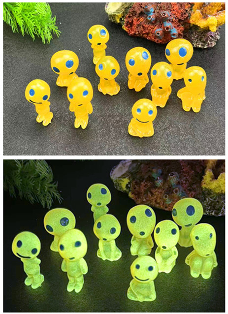 Svjetleća u mraku vanzemaljska figurica za mikro pejzaž s fluoritnim svjetlećim kamenom (pakiranje 100 kom., težina 41 g)