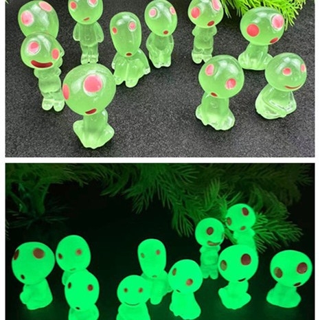 Svjetleća u mraku vanzemaljska figurica za mikro pejzaž s fluoritnim svjetlećim kamenom (pakiranje 100 kom., težina 41 g)