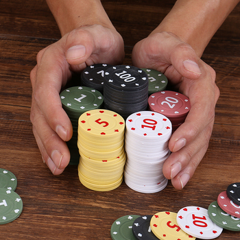 Žeton-set za Mahjong i kartanje – plastični PP, vrijednosti 1/2/5/10/20/50/100, 100 komada u kutiji