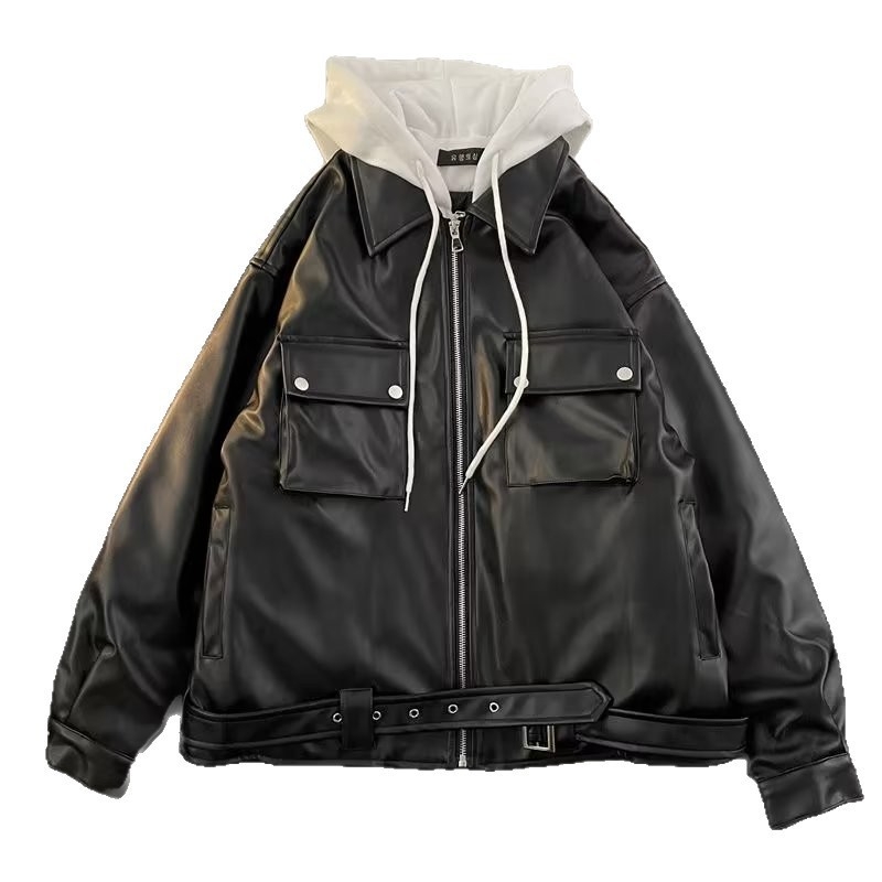 PU kožna jakna za muškarce – opuštena silueta, dugačak kroj, rever ovratnik, zatvarač, bočni džepovi