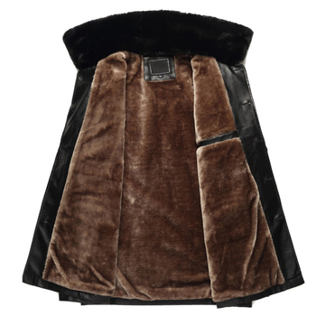 PU kožna jakna za muškarce srednje dobi – flis podstava, gradski stil, rever ovratnik, jednostrano kopčanje, patch džepovi, zima