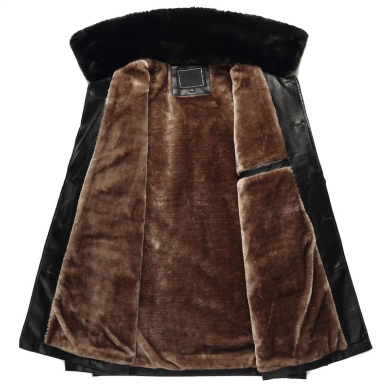 PU kožna jakna za muškarce srednje dobi – flis podstava, gradski stil, rever ovratnik, jednostrano kopčanje, patch džepovi, zima