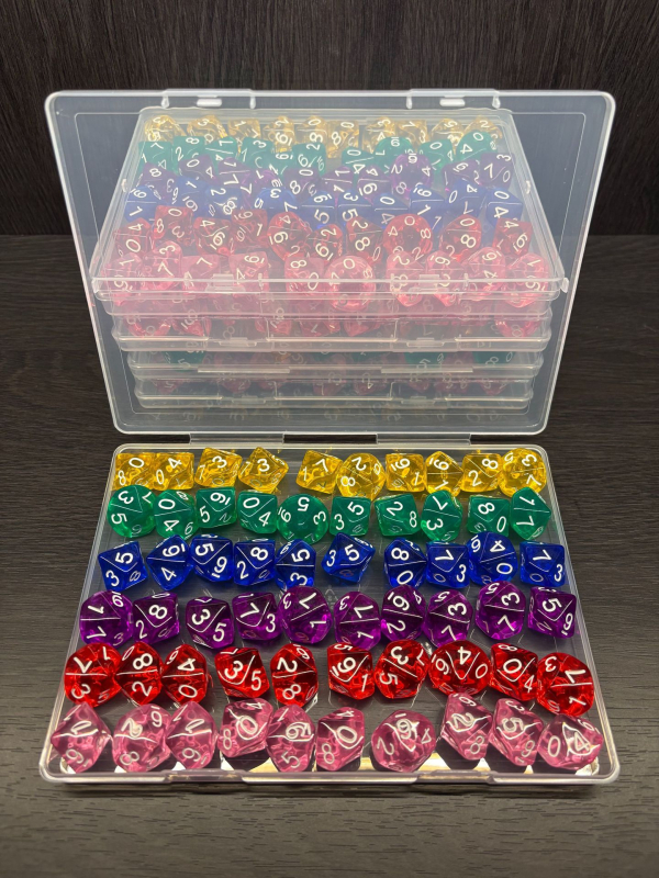 Set kockica: desetostranične kocke od akrila s zaobljenim kutovima, u kutiji 60 komada, oblik d10