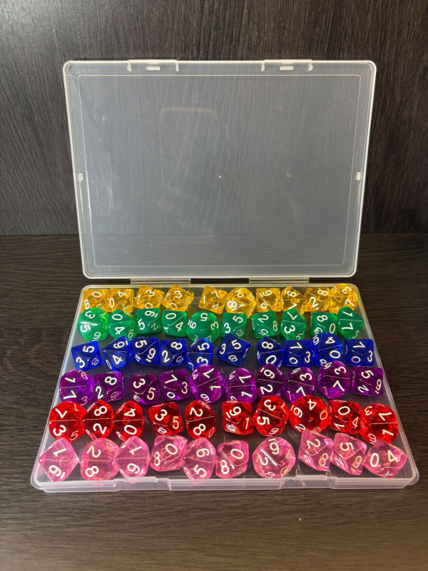 Set kockica: desetostranične kocke od akrila s zaobljenim kutovima, u kutiji 60 komada, oblik d10