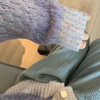 Kardigan od smjese vune s V-izrezom, blok-motivi, široki kroj, dugi rukavi