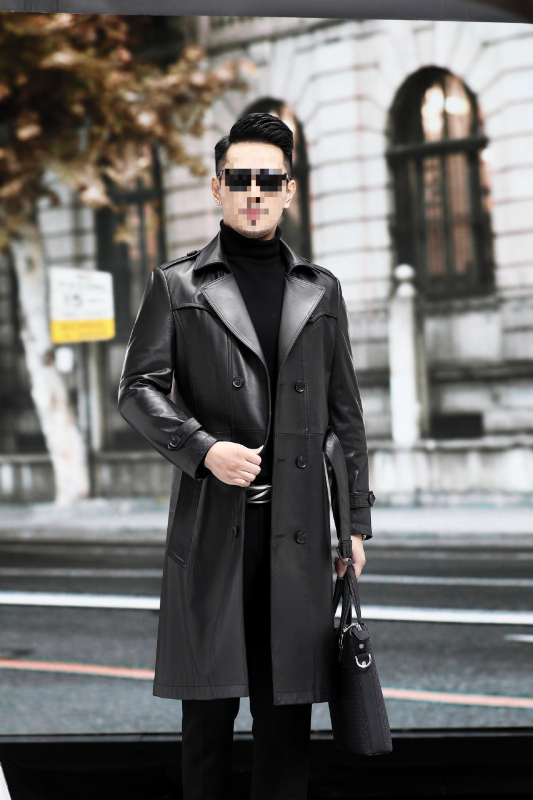 Férfi valódi bőrből készült dzseki juhbőrrel, reveres gallér, egygombos zárás, üzleti-casual stílus, őszi 2025