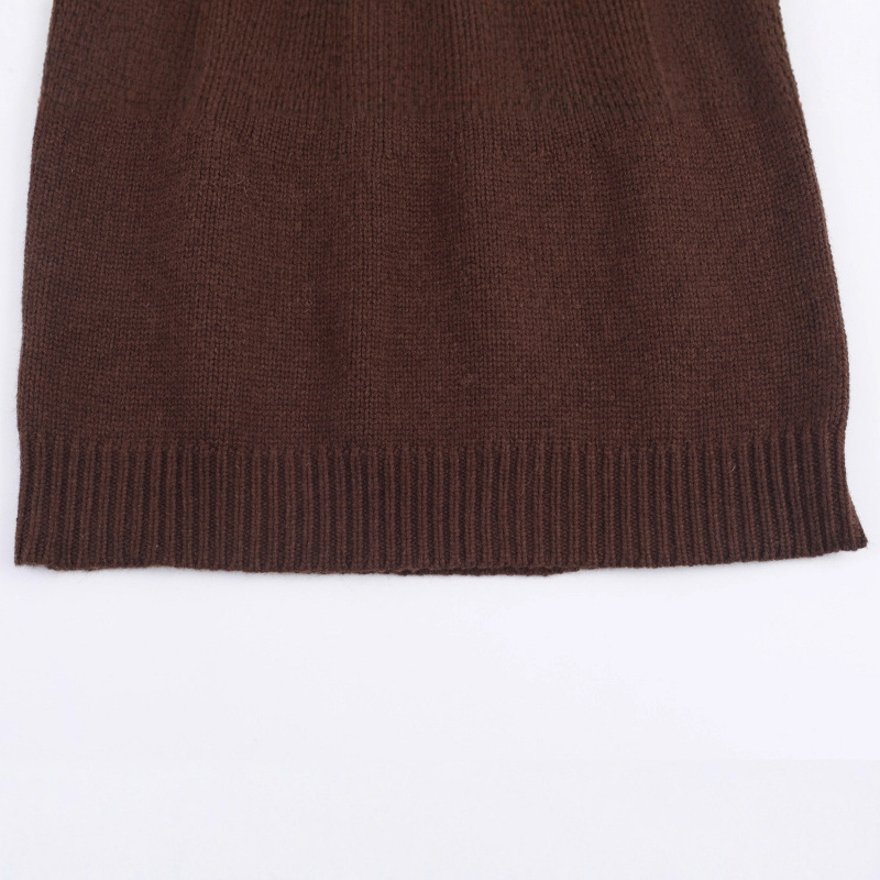 Jacquard pleteni pulover s kapuljom, poluturtleneck, 3/4 rukavi, kratka duljina, poliester-akrilna smjesa