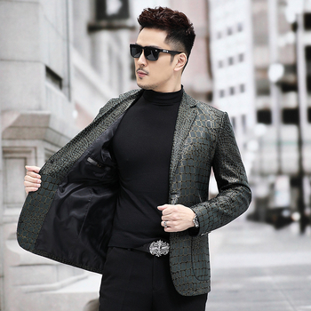 Δερμάτινο μπουφάν από γνήσιο δέρμα προβάτου, μοτίβο κροκοδειλου, γείσο σακακιού, μονόμπανο κλείσιμο, φόδρα πολυεστέρα, φθινόπωρο 2025