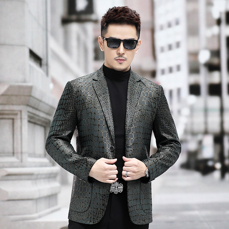 Δερμάτινο μπουφάν από γνήσιο δέρμα προβάτου, μοτίβο κροκοδειλου, γείσο σακακιού, μονόμπανο κλείσιμο, φόδρα πολυεστέρα, φθινόπωρο 2025