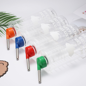 Sticlă de apă pentru animale de companie cu bilă dublă din oțel, 1000 ml, plastic + oțel inoxidabil, pentru chinchilla