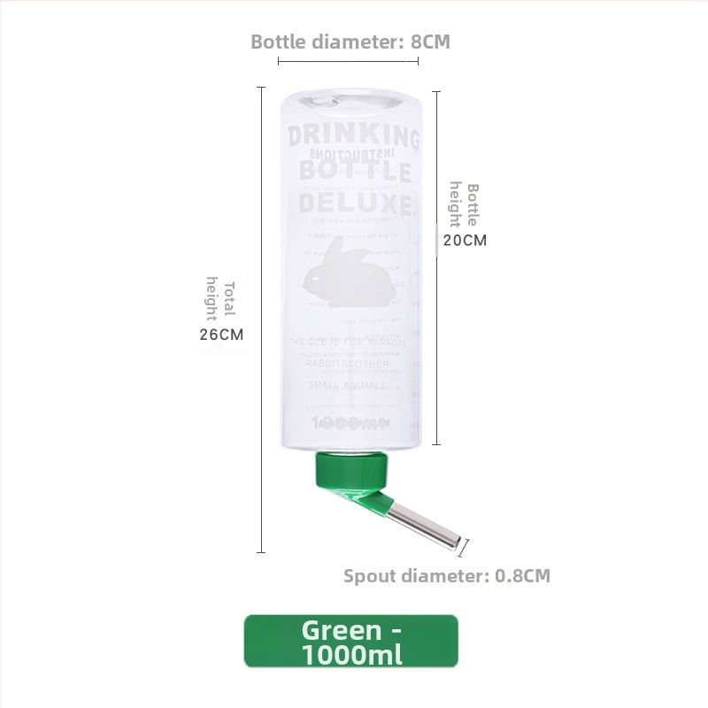 Sticlă de apă pentru animale de companie cu bilă dublă din oțel, 1000 ml, plastic + oțel inoxidabil, pentru chinchilla