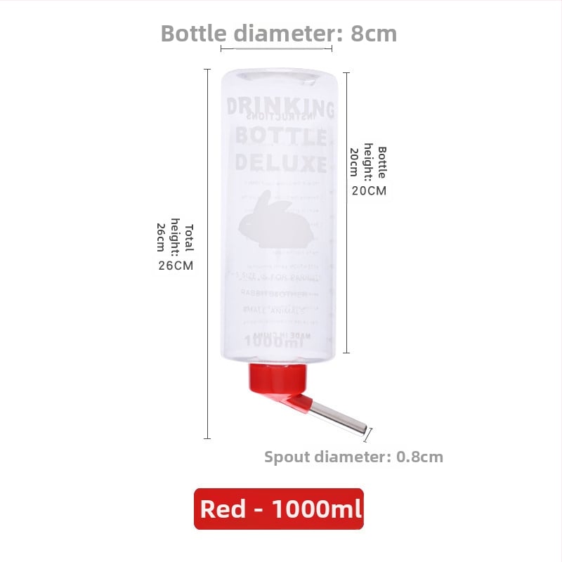 Sticlă de apă pentru animale de companie cu bilă dublă din oțel, 1000 ml, plastic + oțel inoxidabil, pentru chinchilla