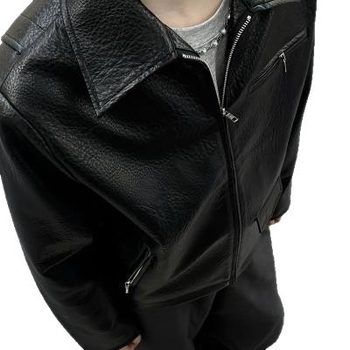 Muška PU kožna jakna za motocikle sa stojećim ovratnikom i zatvaračem (podstava od acetata; više džepova)