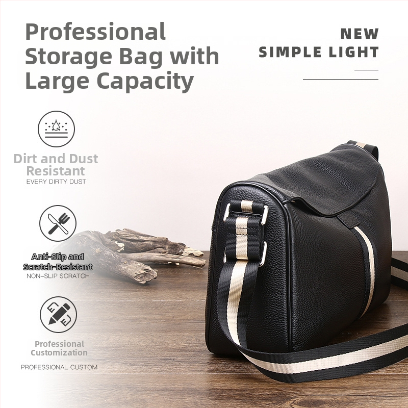 Muška messenger torbica – stil Urban Simplicity; prava koža; vodootporna; Zhihua leather goods; podstava poliester