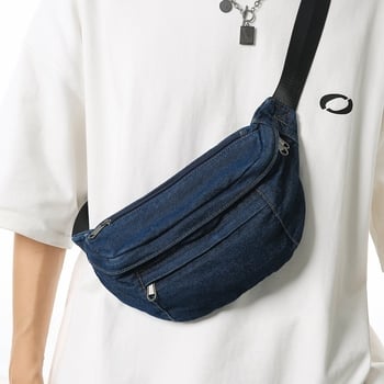 Muška torbica za prsa od denima, street style, smanjenje opterećenja, podstava od poliestera