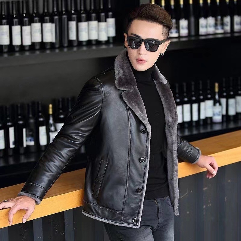 Muška kožna jakna – korejski stil, uski kroj, PU koža, ovratnik u stilu odijela, zatvarač