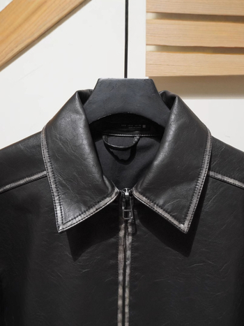 Muška PU kožna jakna, rever tipa lapel, zatvarač, uski kroj, poliester podstava, ulični stil