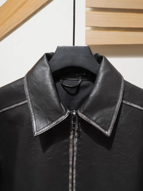 Muška PU kožna jakna, rever tipa lapel, zatvarač, uski kroj, poliester podstava, ulični stil