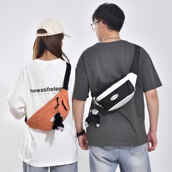 Unisex sportska torba preko tijela, otporna tkanina, poliester podstava, za vanjske sportove, ulični stil