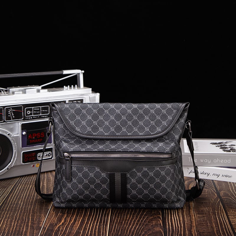 Muška crossbody torba preko ramena, gradski stil, PVC, vodootporna, karirani uzorak, podstava poliester-pamuk