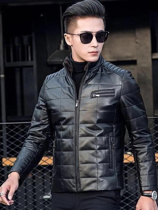 Muška PU kožna jakna u korejskom stilu, slim fit, stojeći ovratnik, zatvarač, poliester podstava