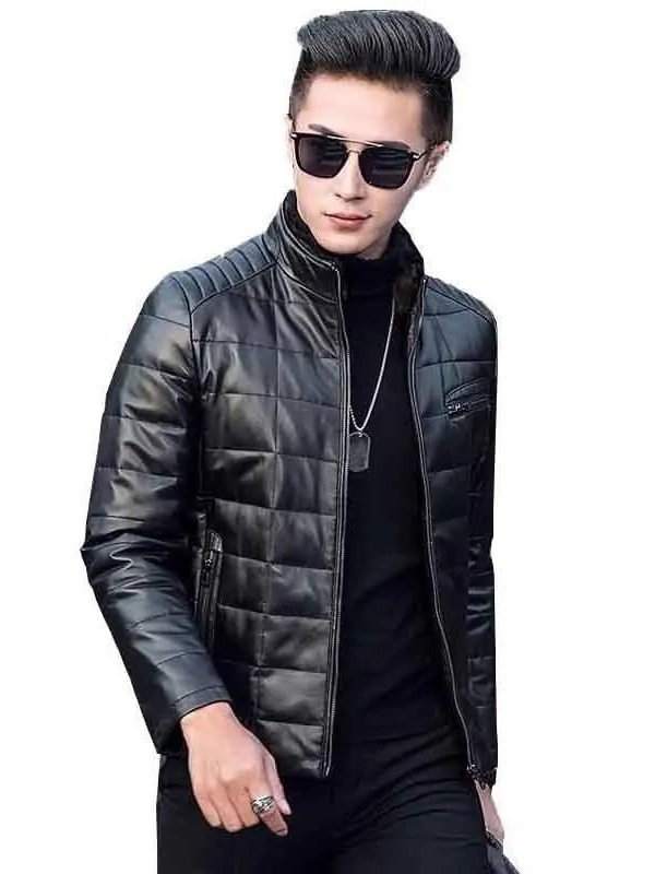 Muška PU kožna jakna u korejskom stilu, slim fit, stojeći ovratnik, zatvarač, poliester podstava