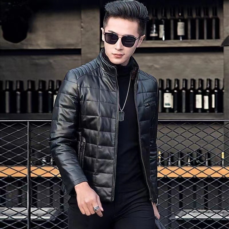 Muška PU kožna jakna u korejskom stilu, slim fit, stojeći ovratnik, zatvarač, poliester podstava